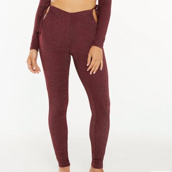 Savage Fenty Sleep & Shine Legging with Tie Red Cocoa S NWT - Picture 1 of 8